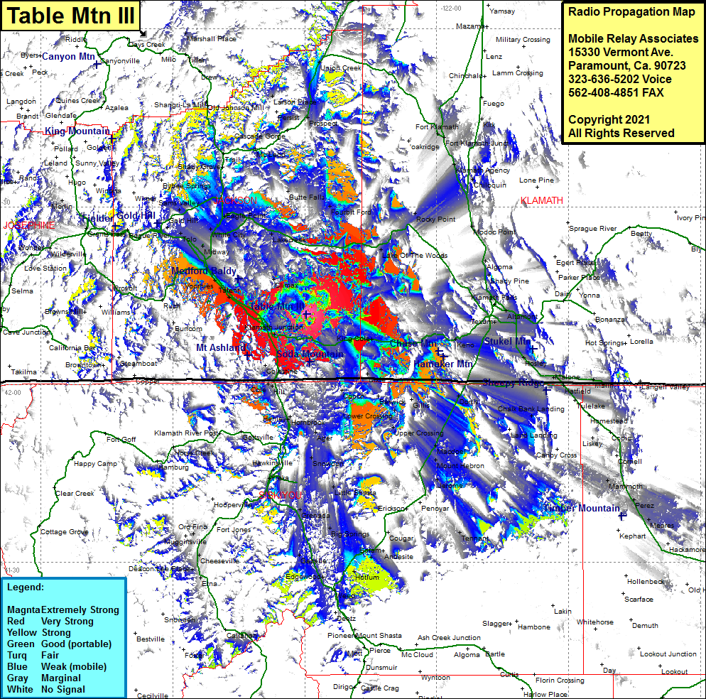 heat map radio coverage Table Mtn III